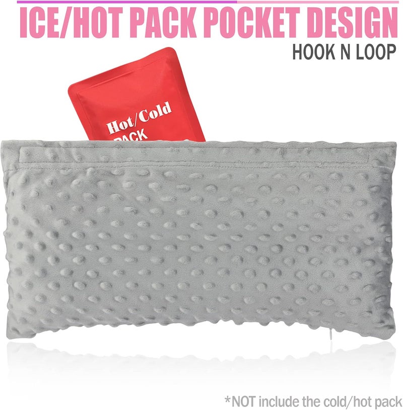 HapiPoppy Hysterectomy Seatbelt Pillow Post Abdominal Surgery Myomectomy Pillows with Pocket for Ice/Hot Packs Breast Reduction Belly Incision Tummy Tuck C-Section Recovery Patients Gifts Minky Dot Light Gray - Image 5